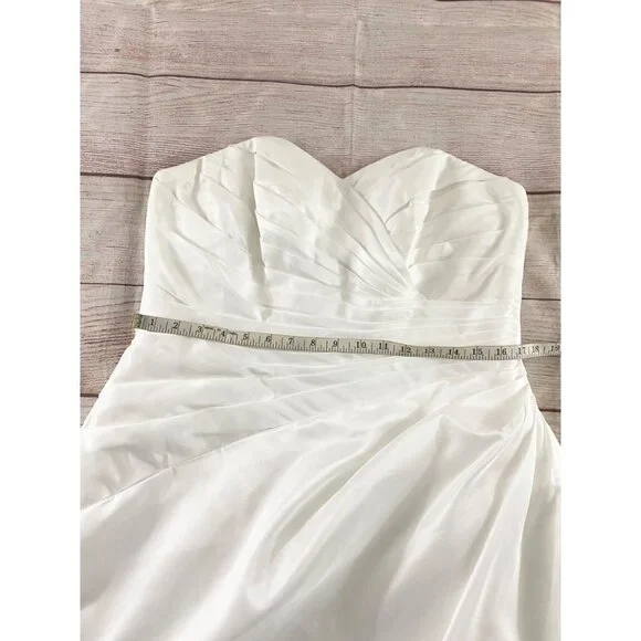 David's Bridal Women's Taffeta A Line Wedding Dress W/Sweetheart Neck - 14W - Picture 12 of 15